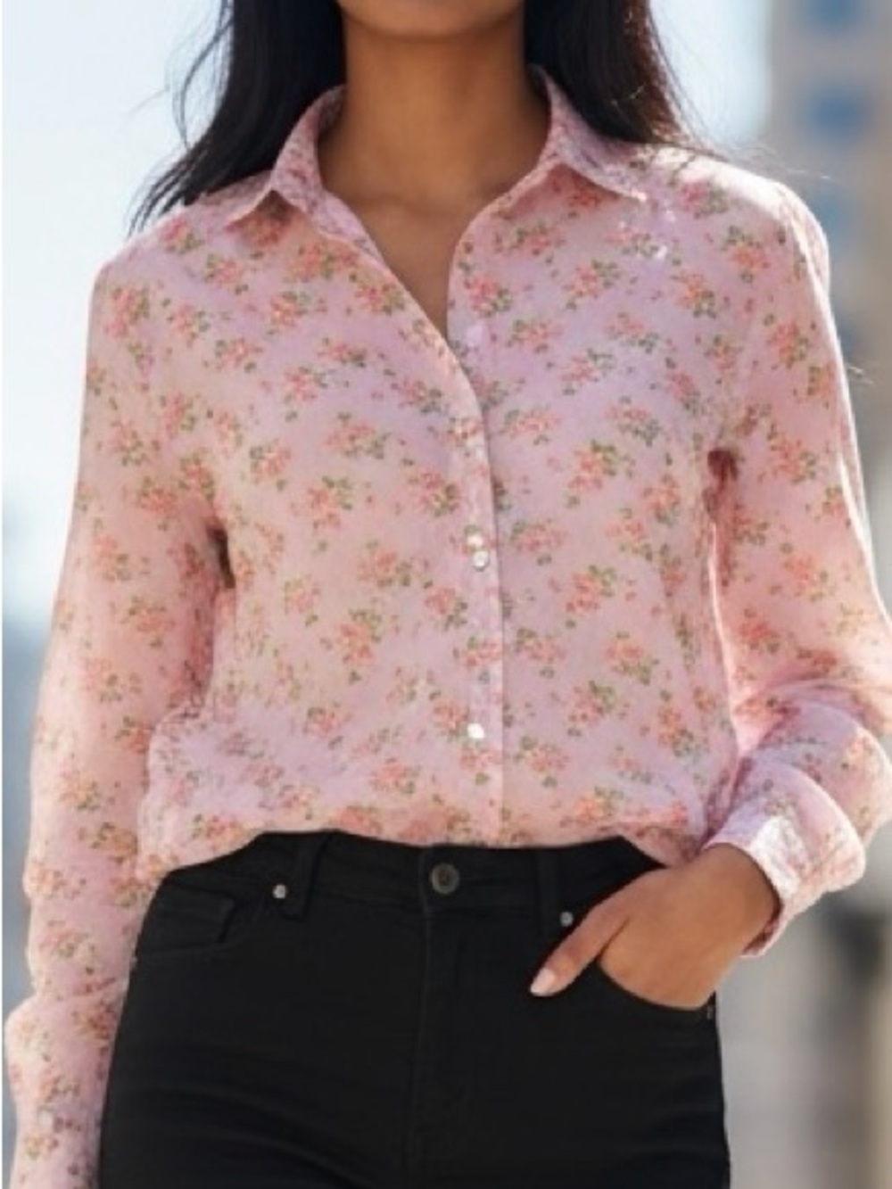 Massimo Alba Pink Floral Italian Cotton Silk Button-Down Shirt